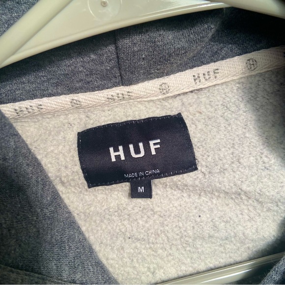HUF Logo Pullover Hoodie - Gray with Forest Green Logo - Picture 2 of 3